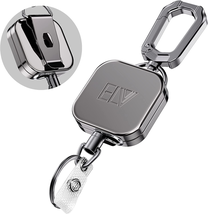 ELV Self Retractable ID Badge Holder Key Reel Heavy Duty Metal Body 30 Inches - £14.64 GBP