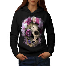 Wellcoda Skull Flower Rose Womens Hoodie, Angel Head Casual Hooded Sweatshirt - £28.81 GBP