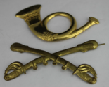 Civil War Cavalry Crossed Swords French Horn Hat insignia lot x2 Repros? - £23.58 GBP