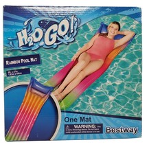 Inflatable Pool Mat Lounge Raft - Rainbow Bestway H2O Go - 6ft NIB - $4.92
