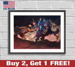 He-Man Masters of the Universe Poster 18&quot; x 24&quot; Print Skeletor Panthor MOTU Art - £10.60 GBP
