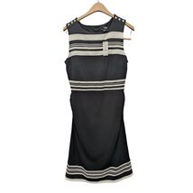 White House Black Market Sleeveless Striped Dress Ruched Sheath Black &amp; ... - $129.99