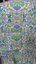PERIWINKLE, GREEN &amp; TAN ON WHITE BACKGROUND - HOME DECOR FABRIC - PATIO ... - £14.86 GBP