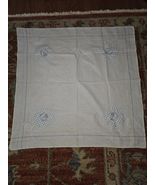 Vintage Table Mat Patchwork Flower Applique 31.5x31.5 Handmade Linen Emb... - $20.95 CAD