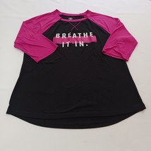 Athletic Works AWL47006G Women&#39;s Black &amp; Pink Raglan Sleeve T-Shirt Sz L... - $9.49