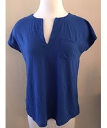 Lilly Pulitzer Luxletic Brodie Blue V-Neck Shirt Size Top Split Back Siz... - $258.28 MXN