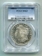 1880-S MORGAN SILVER DOLLAR PCGS MS63 NICE ORIGINAL COIN BOBS COINS FAST... - $99.00