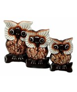 Balinese Wood Handicrafts Forest Owl Family Set of 3 Decorative Figurine... - $38.26 CAD