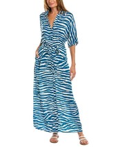 MSRP $162 Vince Camuto Zebra Maxi Dress Cover-Up Azure Blue Size Small DEFECT - £30.91 GBP