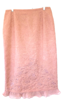 Plaza Collection Skirt Women 14 Pink Linen Blend Embroidered Sheer Ruffl... - £9.02 GBP