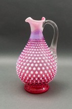 Fenton Cranberry Opalescent Hobnail Glass Handled Pitcher Decanter (No S... - £125.29 GBP
