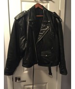 Vintage &quot;Geek&quot; Black Leather Biker Jacket - Large - Unique/Rare. One of ... - £102.81 GBP