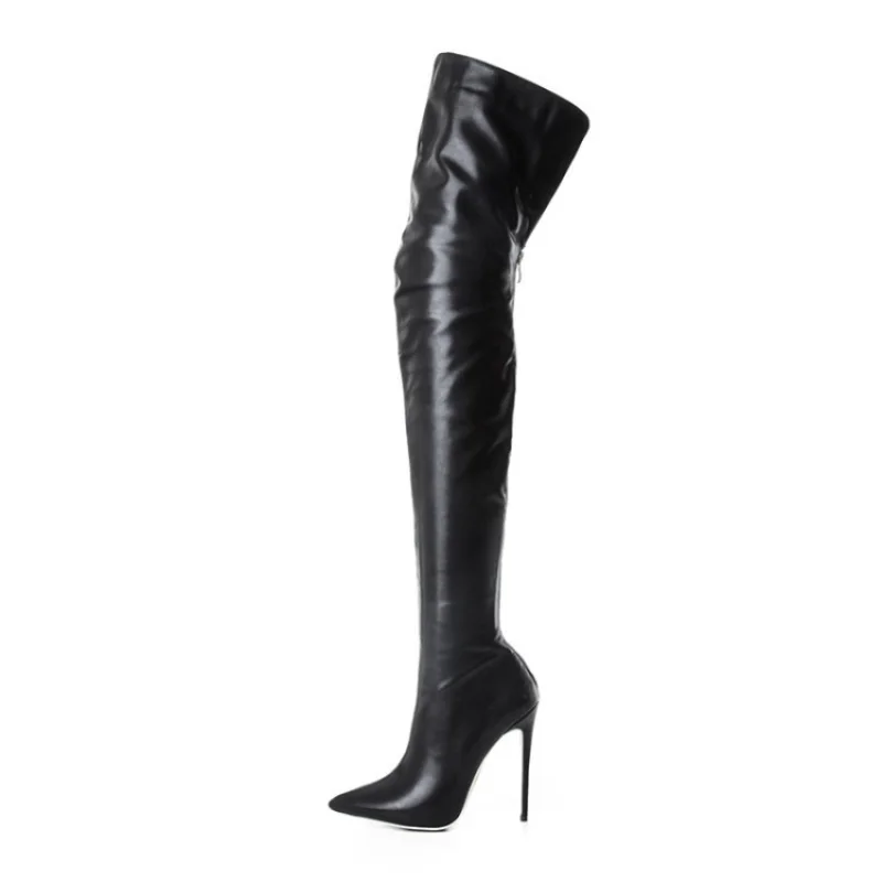 Women Over The Knee Boots Female Zip Sexy Black Long Boots Women Thin Heel Ladie - £55.39 GBP