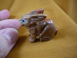 (y-bun-28) red BUNNY RABBIT SOAPSTONE gem carving FIGURINE rabbits love ... - €7,66 EUR