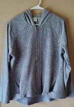 Zenergy By Chicos Jacket Hoodie Gray Zip Front Hood Long Sleeve Womans Size 2 - £13.57 GBP