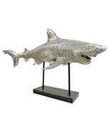 Contemporary Great White Shark Megalodon Resin Sculpture on Iron Base - $272.60 CAD
