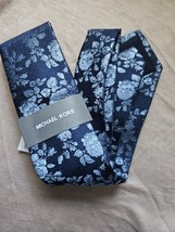 MICHAEL KORS Navy Blue Cheshire Floral Silk Blend Neck Tie NEW 2MKC23-5075 - $17.77