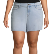 Boutique Women&#39;s Plus 6&quot; Midi Denim Side Stripe Skinny Shorts Size 18W Light - £13.99 GBP