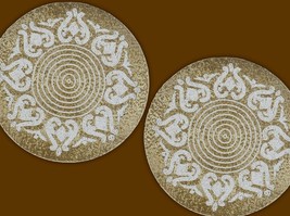 Set Of Placemat Gold And White Beaded Tablemat Designer Charger Plates 1... - $67.50+