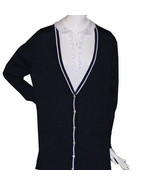 Lands End Girls Size Small (7/8) Button Front Cardigan V-Neck Sweater, Navy - £14.11 GBP