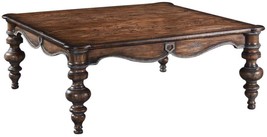 Coffee Table Portico Old World Rustic Pecan Wood, Swedish Moss Accents, Square - £1,501.98 GBP