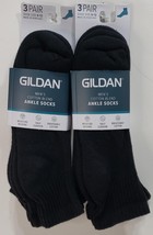 Lot Of 2 Gildan Men&#39;s Ankle Socks, Black Fits Shoe Size 6-10 - $15.83