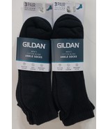 Lot Of 2 Gildan Men&#39;s Ankle Socks, Black Fits Shoe Size 6-10 - €13,63 EUR