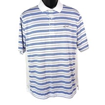 Greg Norman Men&#39;s Golf Shirt M White Blue Black Stripes Short Sleeves Play Dry - £8.91 GBP