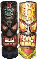 World Bazzar 20&quot; Set Of 2 Handmade Tiki Mask Black Color Hawaiian Polynesian Wall - £23.56 GBP