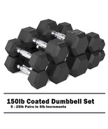 150Ib-550Ib Rubber-Coated Hex Dumbbells, Set Barbell Dumbbell Pair Weigh... - €161,50 EUR+