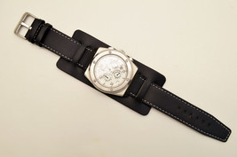  Bikers Black Wide Leather Watch Band Strap  Buckle Punk Rock Skaters Cuff  - £16.60 GBP