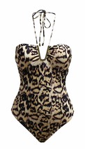 Rachel Roy Womens Brown Leopard Hardware Halter One Piece Swimsuit, XS 9540-2 - £31.80 GBP