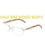 1/2 Rim Semi Rimless Rectangle Wood Buffs Unisex clear glasses Gold Ligh... - $944.27 MXN