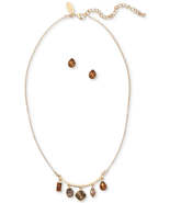 Style and Co Shaky Stone Statement Necklace and Drop Earrings Set - £13.31 GBP