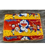 Vintage Sanrio Doraemon Blanket Very Rare Red &amp; Yellow 50”x 38” Manga Cat - £28.40 GBP