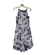 BCX Blue Fashion Dress Paisley Print Sheer Lined With Belt Size Medium - £18.73 GBP