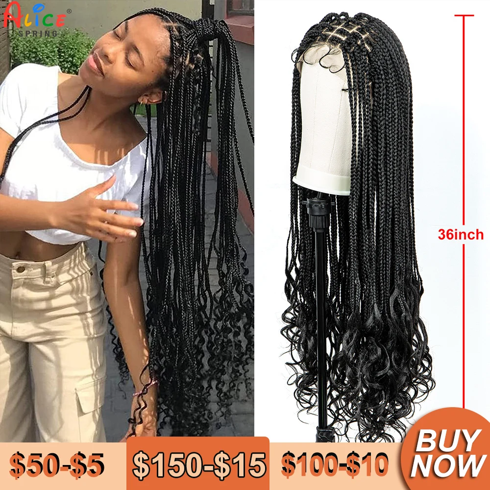 36 Inches Braided Wigs Synthetic Lace Front Wigs with Baby Hair Braided Wigs - £75.53 GBP+