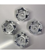 Royal Kendall SET of 4 Handcut Crystal Taper Candle Holders Hexagon Qual... - $794.06 MXN