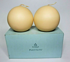 PartyLite Pair of 3” Ball Candles New in Box Cherry Papaya P4F/Q36153 - £13.58 GBP