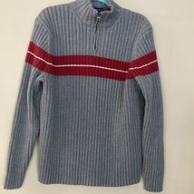 John Ashford Mens XL 1/4 Zip Ribbed Placed Stripe sweater cotton sport - £13.92 GBP