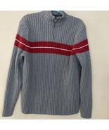 John Ashford Mens XL 1/4 Zip Ribbed Placed Stripe sweater cotton sport - £13.69 GBP