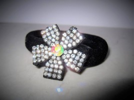 Flower  shaped hair tie pony tail holder scrunchie with crystals - $3.95