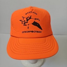 Maryland Citicorp Blaze Orange Hunters Hat Vtg Rope Hat Thick Foam  - $12.82