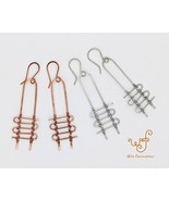 Handmade copper or stainless steel earrings: abstract wire wrapped ladder - $541.02 MXN