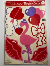 Vintage Presto-Stick Static Window Decoration Hearts Valentine&#39;s Day - £4.50 GBP