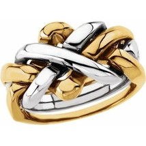 Authenticity Guarantee 
14k Yellow and White Gold Men&#39;s 4 Piece Puzzle Ring - £1,588.48 GBP+