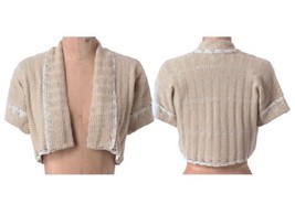 $128 Anthropologie Gold Metalic Bolero Small Medium Sweater 2 4 6 8 Topp... - $46.50 CAD