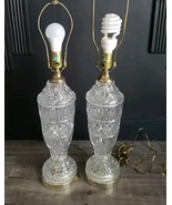 Pair of French Style Crystal Cut Glass Table Lamps Gold Brass Hollywood ... - $2,475.17 MXN