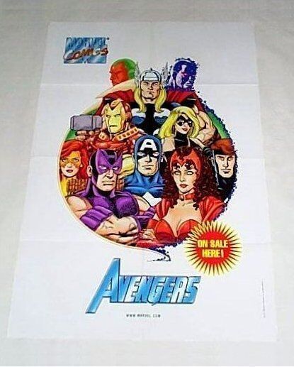 1999 Perez Avengers poster:Captain America,Thor,Iron Man,Ms Marvel,Scarlet Witch - £26.70 GBP