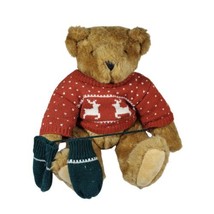 The Vermont Teddy Bear Company Jointed Plush Reindeer Christmas heart sweater - £29.35 GBP